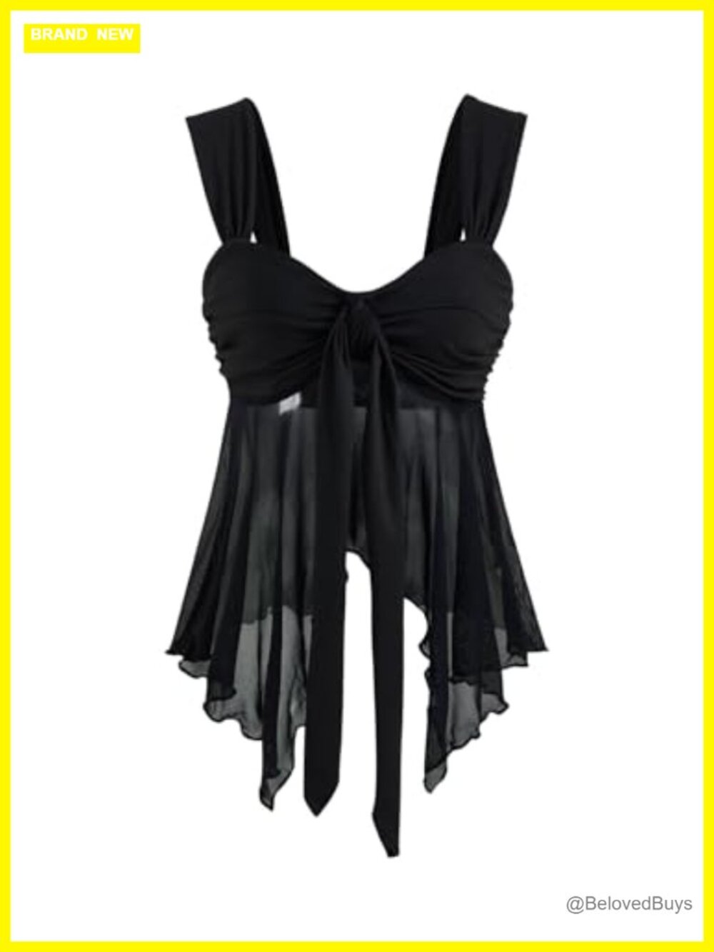 Milumia Women's Sheer Mesh Tank Top Tie Knot Asymmetrical Hem Sexy Party Top